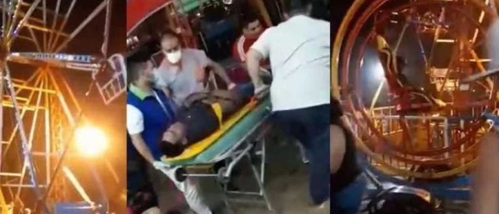 Se desprendi&oacute; una silla de "la vuelta al mundo" en un parque de diversiones