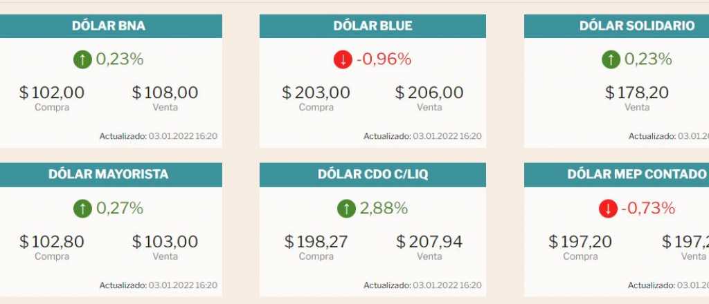 El dólar blue cerró en baja a $206