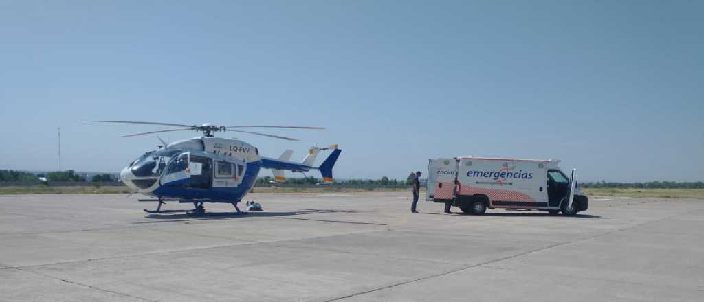 Trasladaron en helicóptero a una mujer accidentada en Malargüe