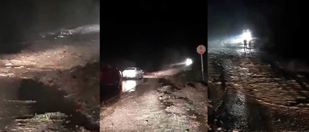 Videos: vehículos varados por impresionante alud en Potrerillos