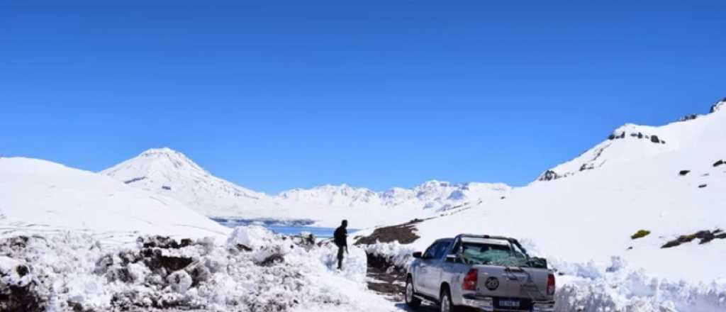 Sorprendente temporal de nieve en la Laguna del Diamante