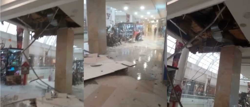 Videos: así se desplomó el techo del Shopping por la tormenta
