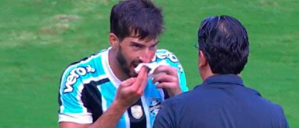 Le tiraron un celular en el festejo del gol y le rompieron la cara