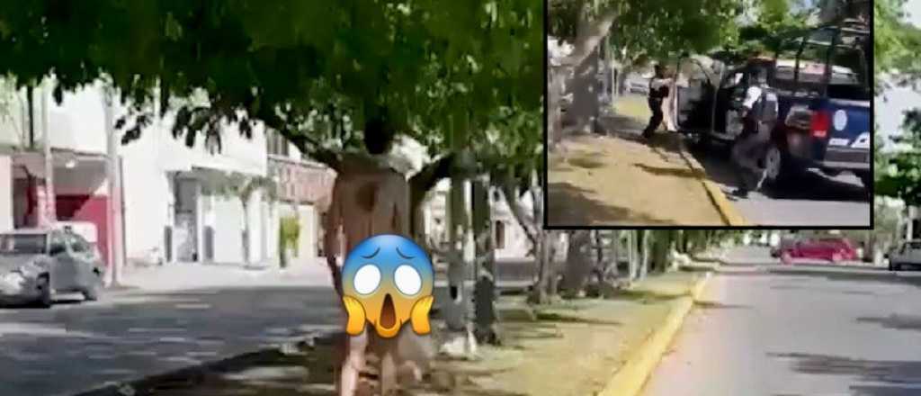Video: la persecución policial más lenta del mundo a un hombre desnudo