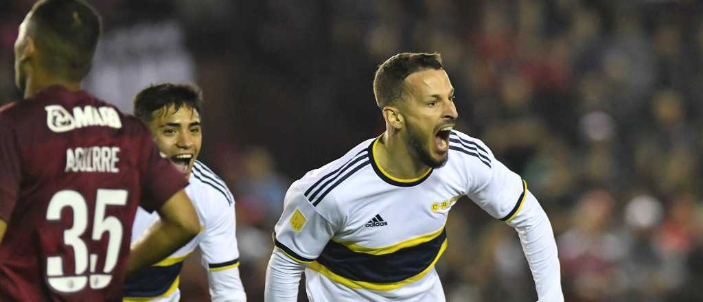 Boca venció sobre el final a Lanús y es el único puntero del torneo