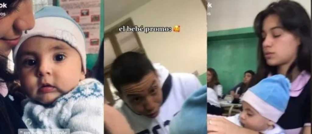 Video: una alumna llevó a su bebé al colegio porque no tenía con quién dejarlo