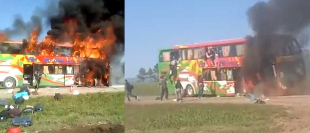Video: un micro salió de Mendoza con 50 pasajeros y se incendió en Tucumán