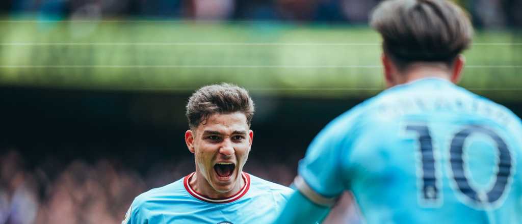 Video: el lindo gol de Juli&aacute;n &Aacute;lvarez y el alocado festejo de Haaland 