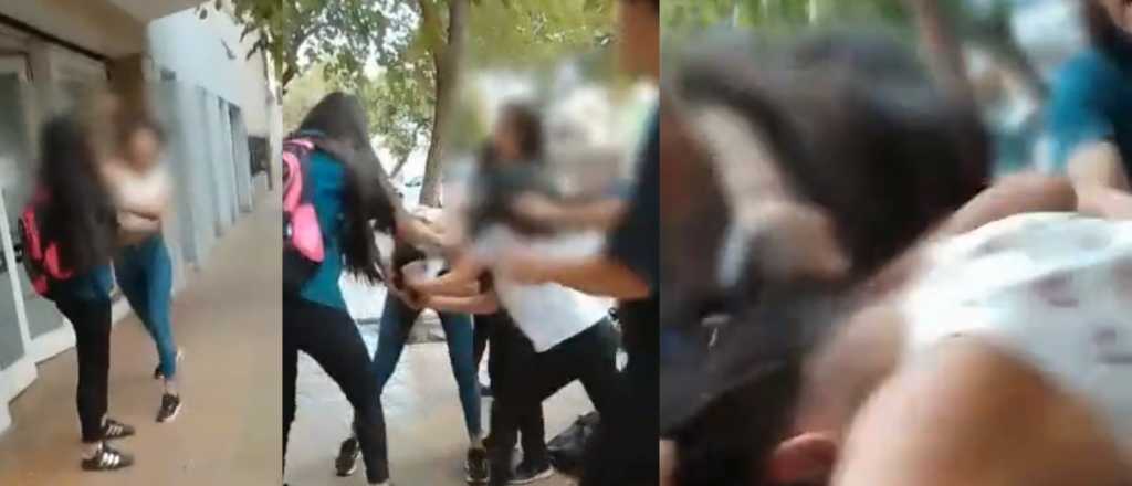 Videos: alumnas sanjuaninas a las piñas en la puerta de las escuelas