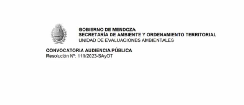 Convocatoria a audiencia p&uacute;blica del Gobierno de Mendoza
