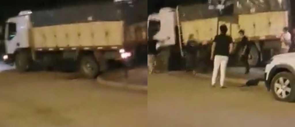 Video: un camionero ebrio chocó contra un boliche por el precio del whisky