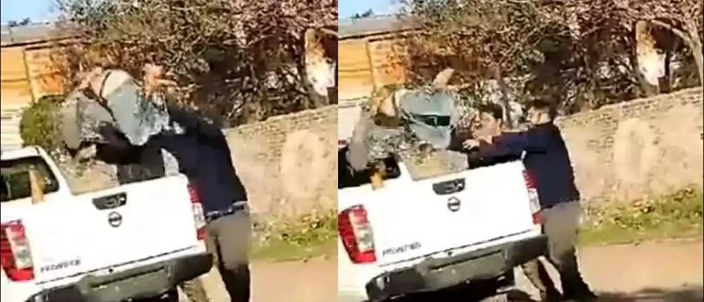 Video: un ladr&oacute;n fue atado y lanzado con violencia por vecinos a una camioneta