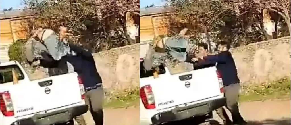 Video: un ladrón fue atado y lanzado con violencia por vecinos a una camioneta