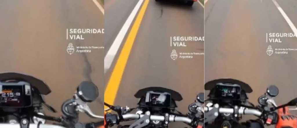 Video: motociclista a más de 200 kilómetros por hora perdió la licencia
