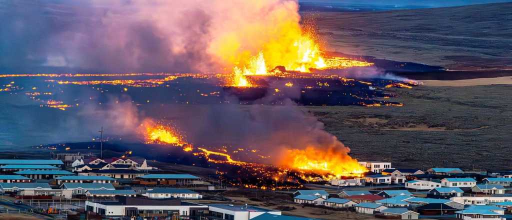 Videos: as&iacute; llega la lava del volc&aacute;n a las casas de Grindav&iacute;k
