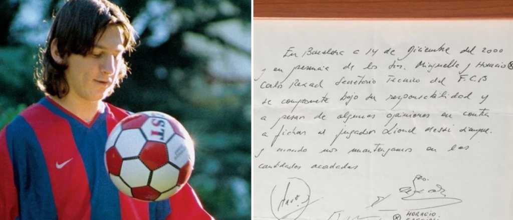 El primer contrato de Messi en una servilleta ser&aacute; subastado en marzo