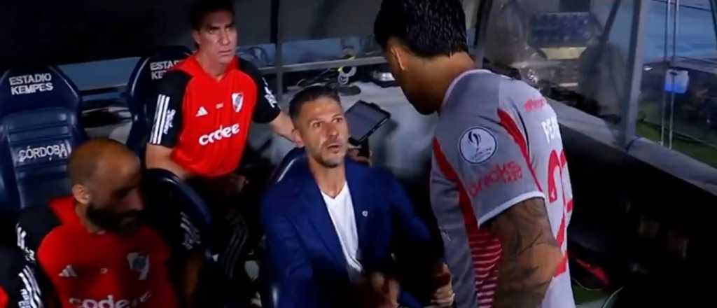 El tenso momento entre Enzo Pérez y Demichelis antes del inicio de la final