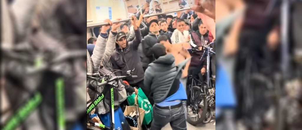 De pel&iacute;cula: dos hombres se trenzaron a las pi&ntilde;as en medio del tren