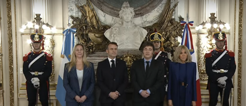 Milei recibi&oacute; en Casa Rosada a su par franc&eacute;s Emmanuel Macron