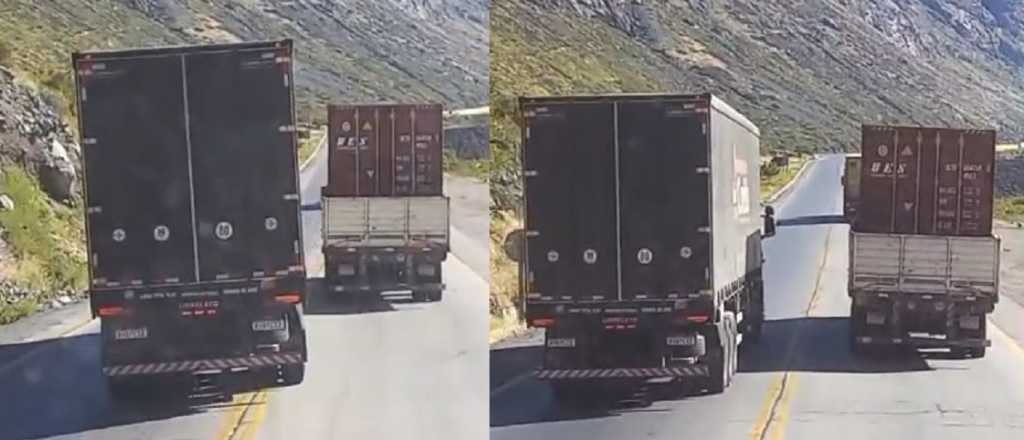 Video: un camionero irresponsable en ruta 7 no respet&oacute; la doble l&iacute;nea amarilla
