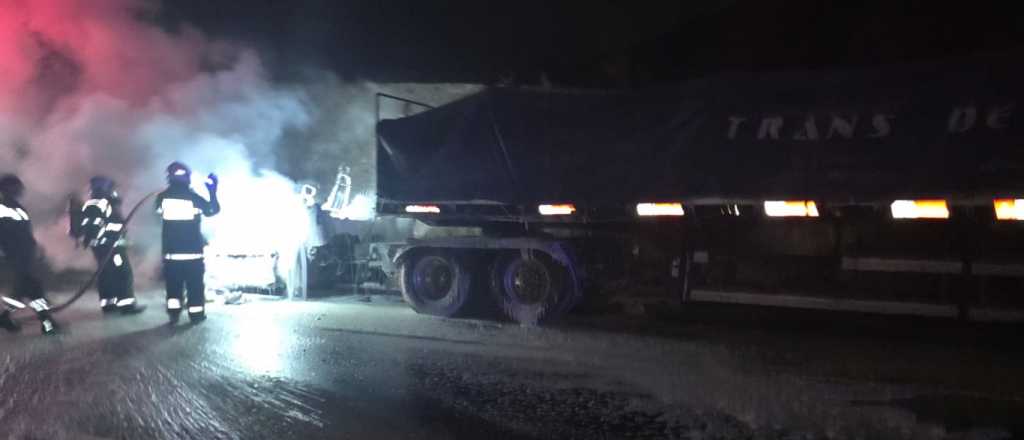 Video y fotos: se incendi&oacute; un cami&oacute;n en la Ruta 7 