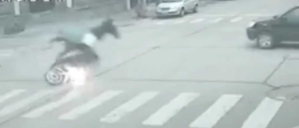 Video: un caballo embisti&oacute; a una motociclista en Necochea