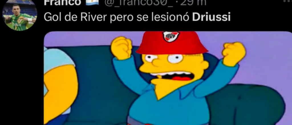 Mientras Driussi sufría por su lesión, estallaron los memes en las redes