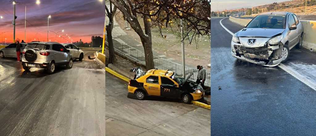 Lunes caótico en las calles de Mendoza por el hielo: accidentes y demoras