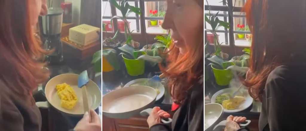 En medio de su condena, Cristina se mostró cocinando huevos revueltos