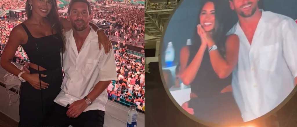 Messi y Antonela, t&iacute;midos en la "kisscam" de Coldplay