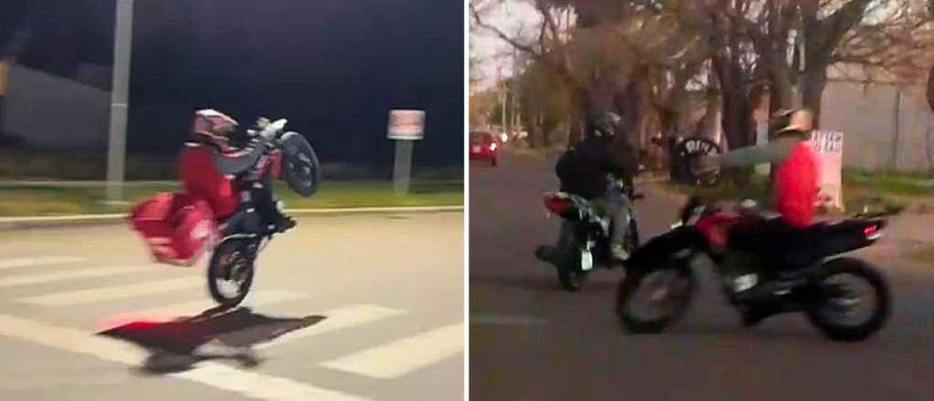 Dos motociclistas hicieron "wheelie" en una zona transitada de San Rafael