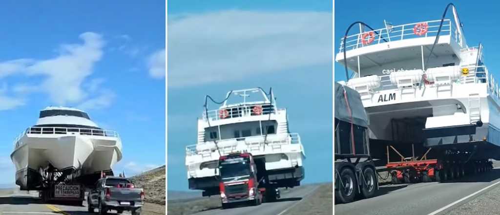 Video: sorpresa por un barco cruzando por la Ruta 40