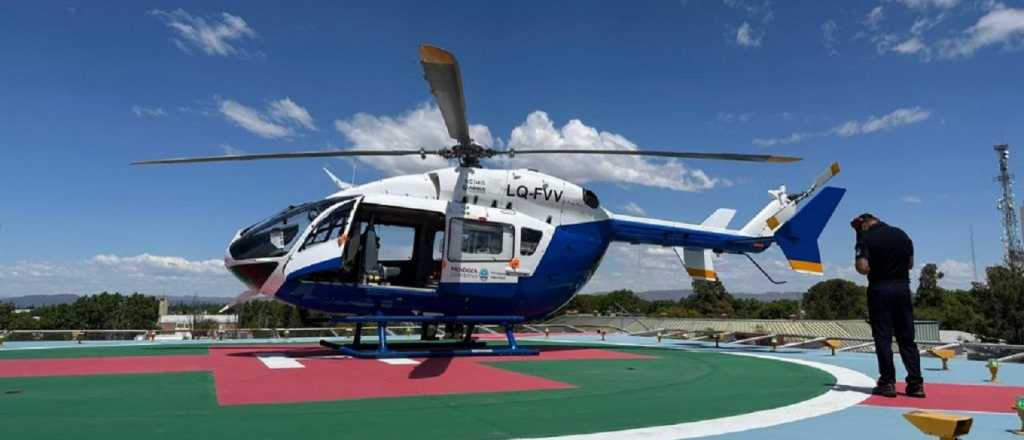 Video: así trasladaron en helicóptero al niño quemado en San Rafael al Notti