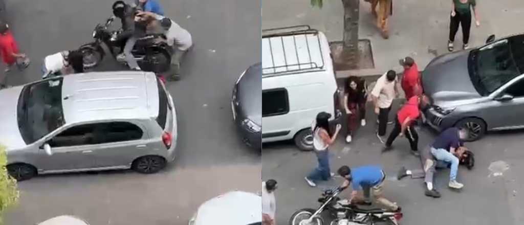 Video: un motochorro rob&oacute; y recibi&oacute; una paliza de los vecinos