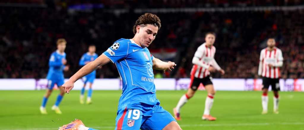 Con gol de Julián Álvarez, el Atlético derrotó 3-2 al PSV por la Champions