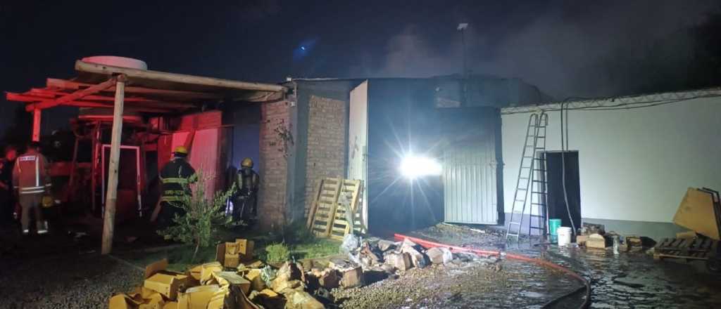 Fotos: se incendió un galpón de acopio de frutos secos en Guaymallén