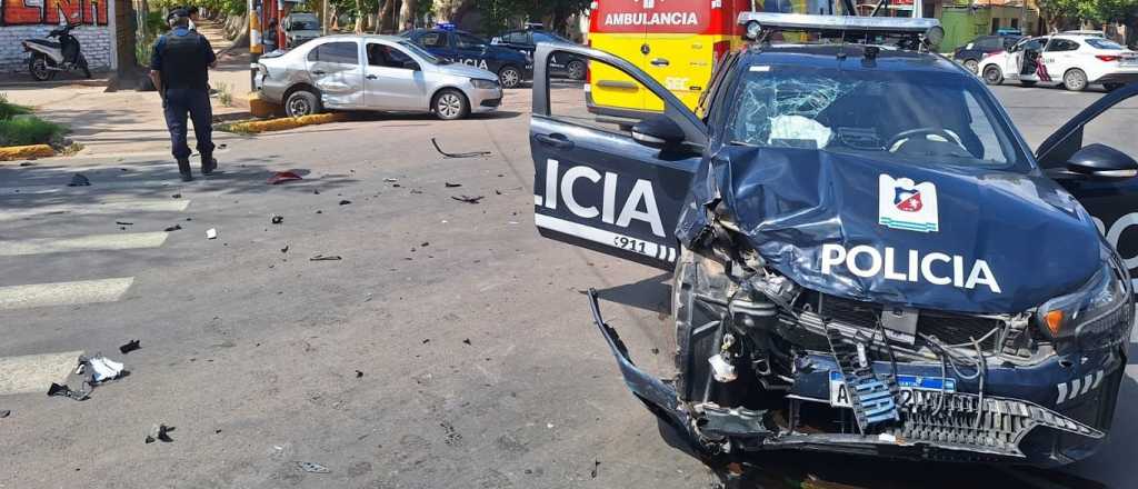 Chocaron un patrullero y un auto particular en Las Heras: tres heridos