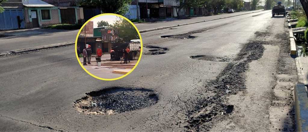 Acusaron recibo: repararon una calle "craterizada" de Las Heras