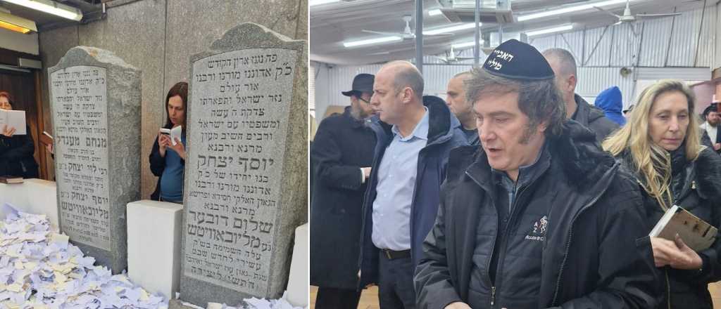En EEUU, Milei visit&oacute; la tumba del rebe de Lubavitch
