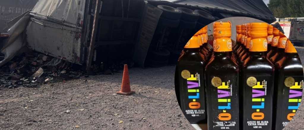 Saquearon el aceite de oliva de un cami&oacute;n volcado y lo venden en las redes