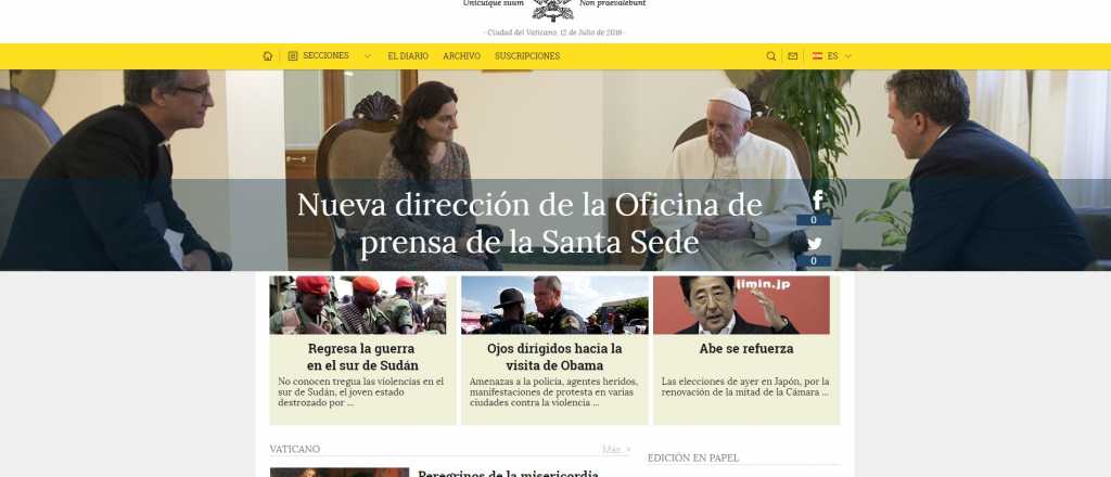 El diario del Vaticano tendrá una versión argentina por pedido de Francisco